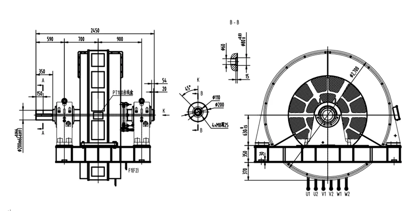 outline dimension of universal synchronous motor