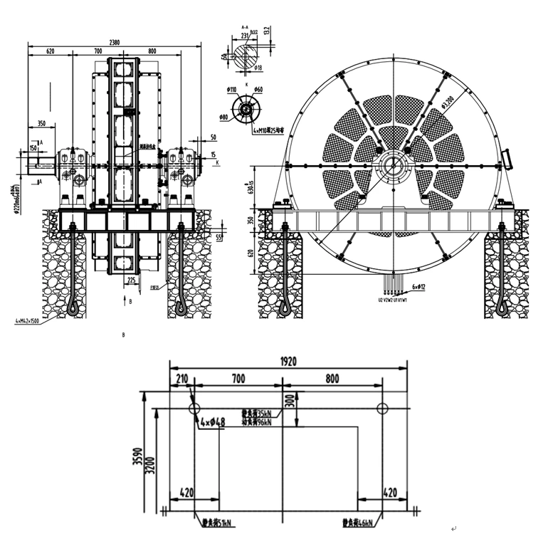 outline dimension of three phase ac synchronous generator