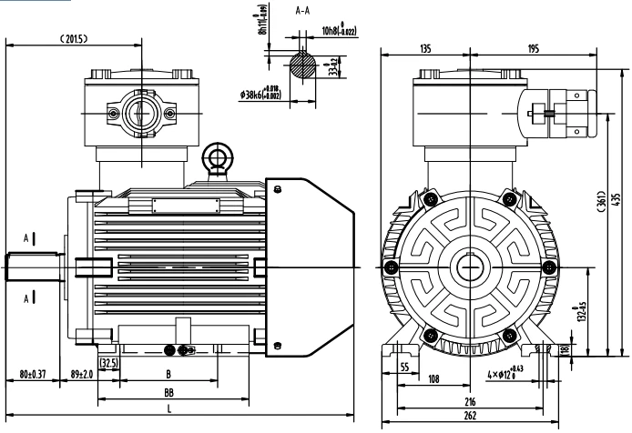 outline dimensions of explosion proof ac motor