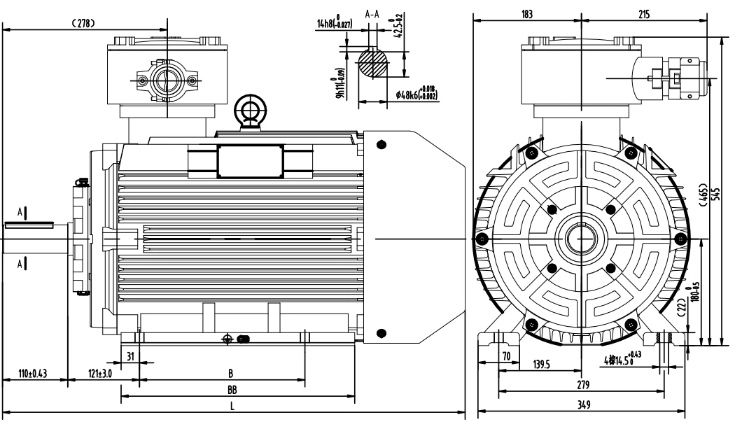 outline dimension of explosion proof engine
