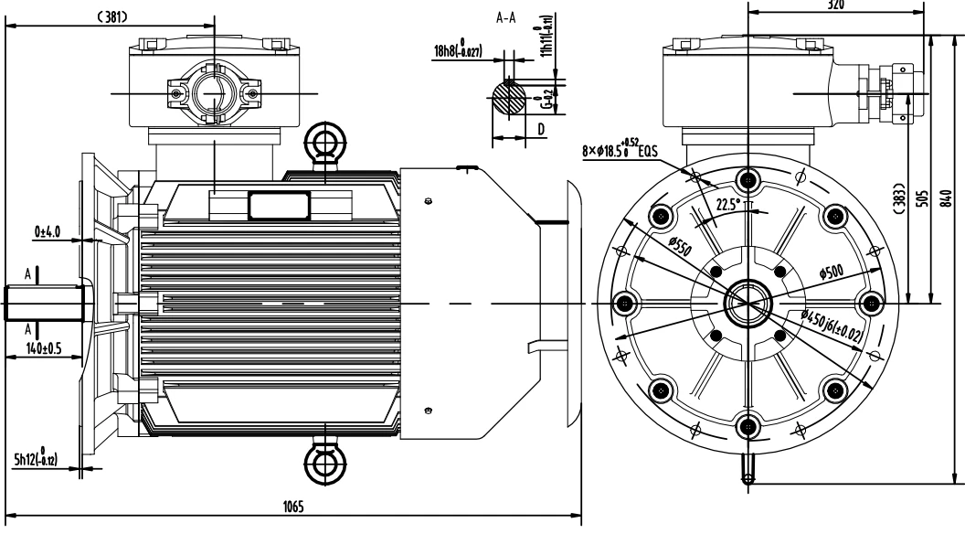 outline dimensions of flame proof motor enclosure