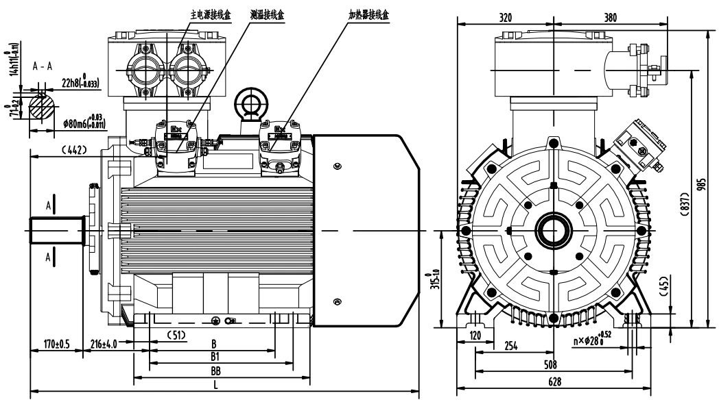 outline dimension of explosion proof generator