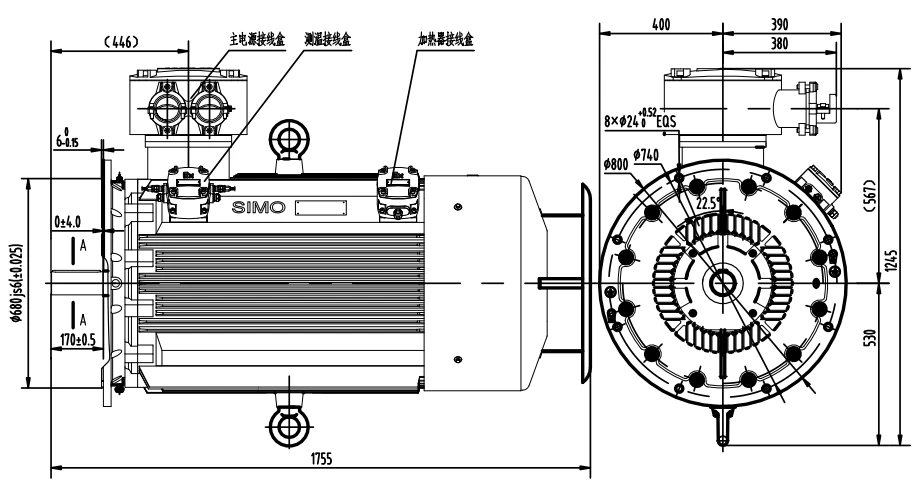outline dimension of iecex motor