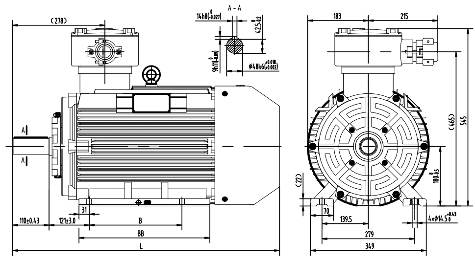 Explosion Proof AC Motor 380V-Outline Dimensions Explosion Proof AC Motor 380V-Outline Dimensions