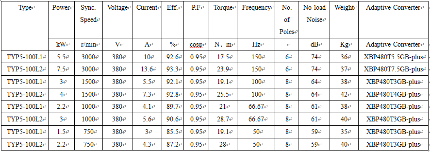 technical data of pm electric motor