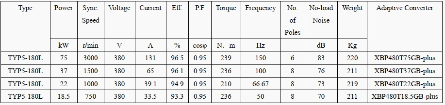 technical data of the magnet motor