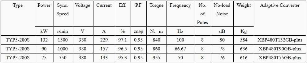 technical data of induction motor permanent magnet
