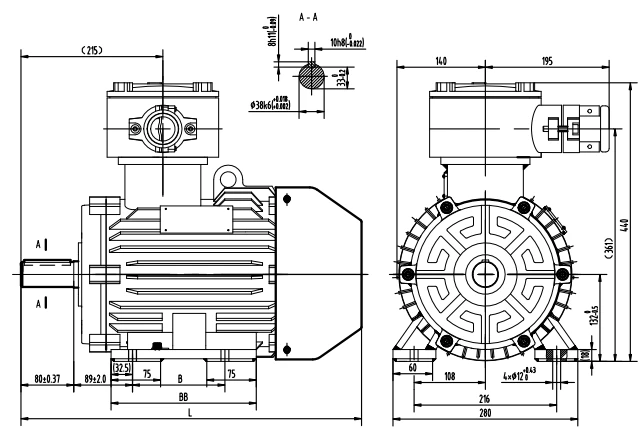 outline dimension of ex d explosion proof