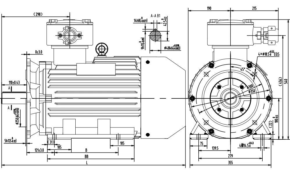 outline dimension of explosion proof ex d