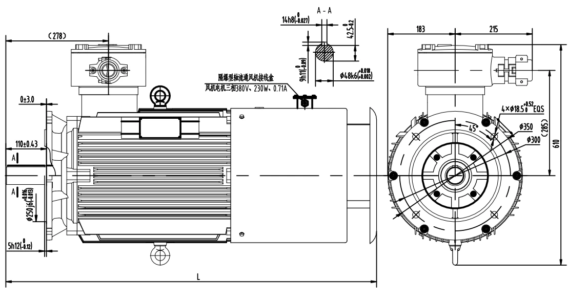 outline dimension of flameproof protection