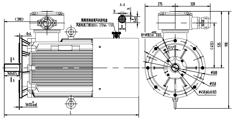 outline dimension of motor im b3